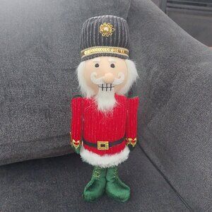 14" Christmas Holiday Red & Green Standing Nutcracker Soldier Plush